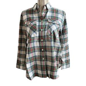 JCrew plaid long sleeve button down petite size 10P stretch